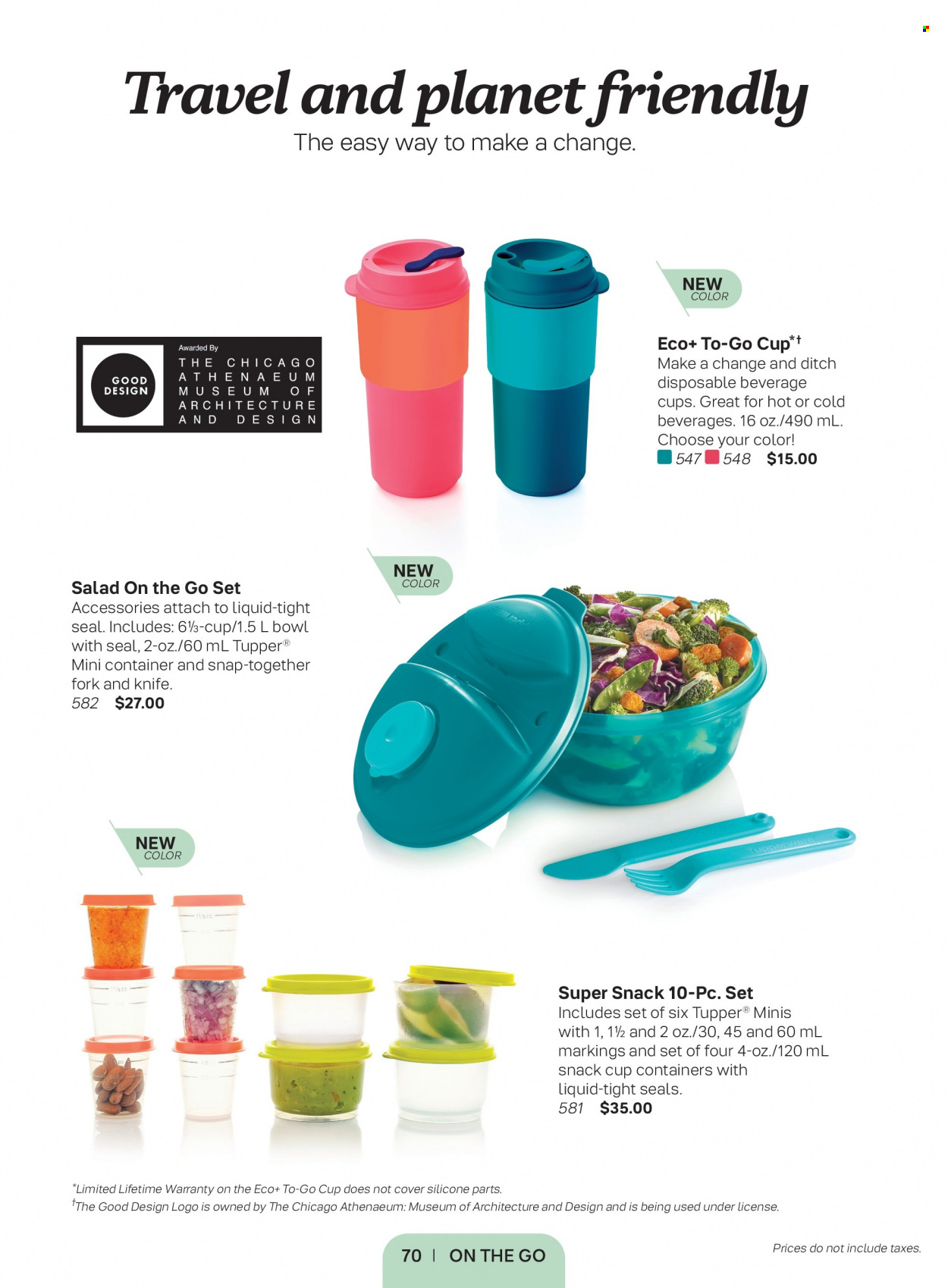 thumbnail - Tupperware Flyer - Sales products - knife, fork, cup, bowl, container. Page 70.