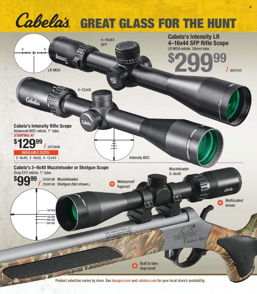 thumbnail - Bass Pro Shops Flyer - Sales products - lenses, riflescope, shotgun, scope. Page 26.