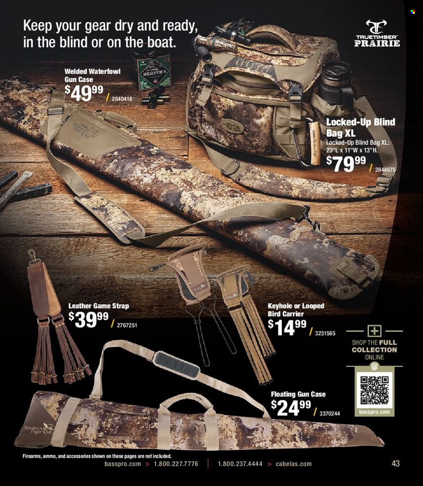 thumbnail - Bass Pro Shops Flyer - Sales products - bag, gun case, ammo, strap. Page 43.