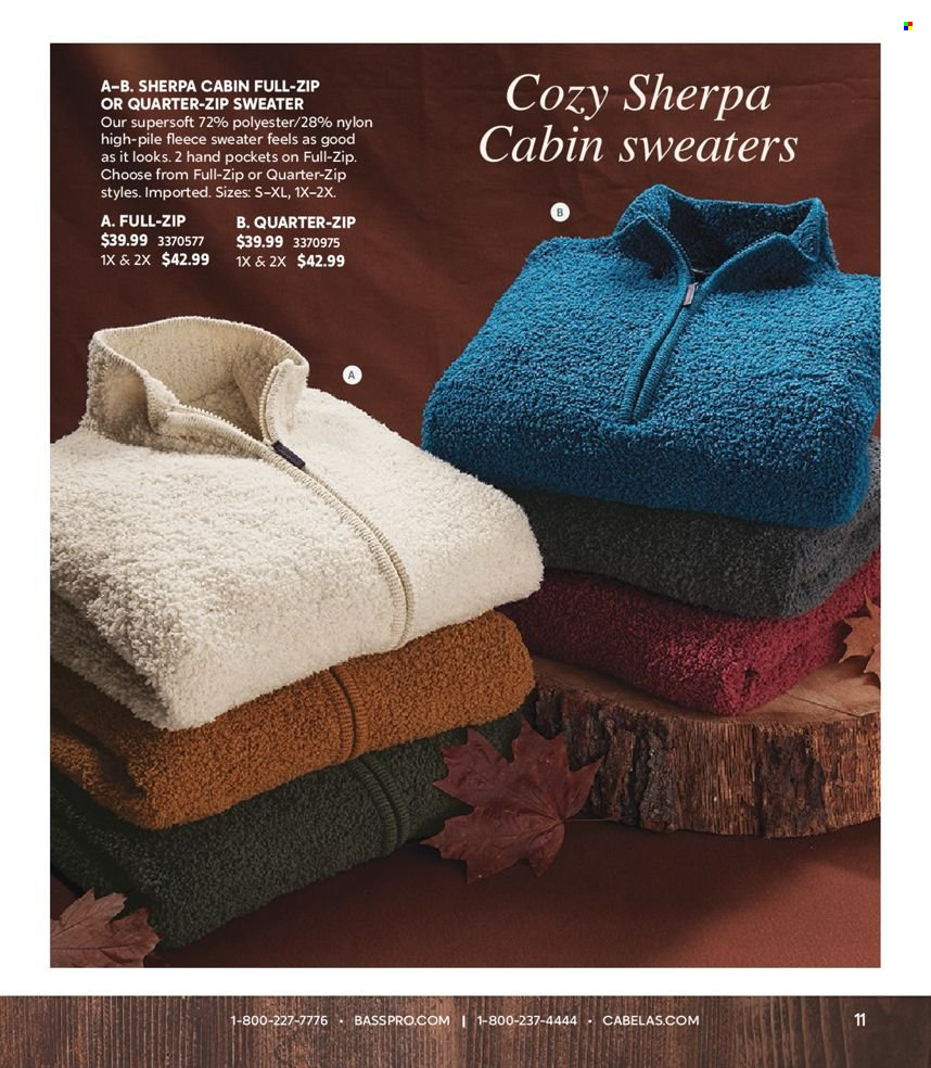 thumbnail - Bass Pro Shops Flyer - Sales products - sherpa, sweater. Page 11.