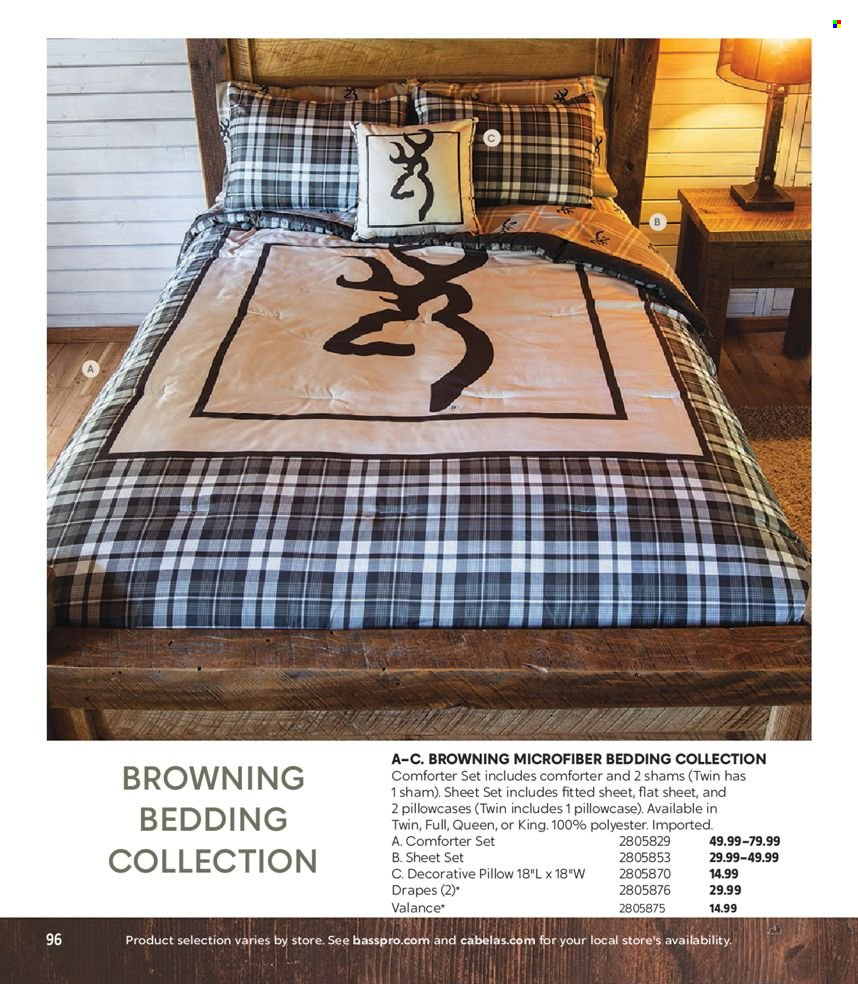 thumbnail - Bass Pro Shops Flyer - Sales products - bedding, comforter, pillow, pillowcase, Browning. Page 96.
