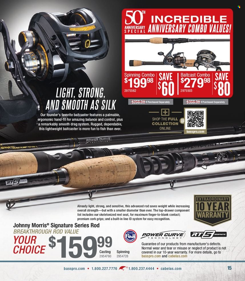 thumbnail - Bass Pro Shops Flyer - Sales products - baitcast combo, reel. Page 15.