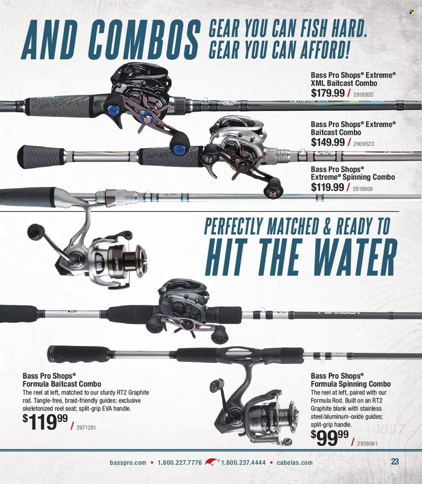 thumbnail - Bass Pro Shops Flyer - Sales products - baitcast combo, Bass Pro, reel. Page 23.