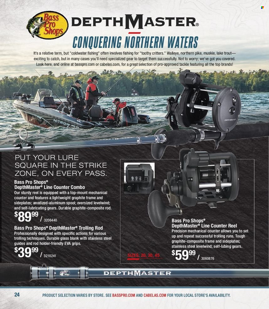 thumbnail - Bass Pro Shops Flyer - Sales products - Bass Pro, reel, rod holder. Page 24.