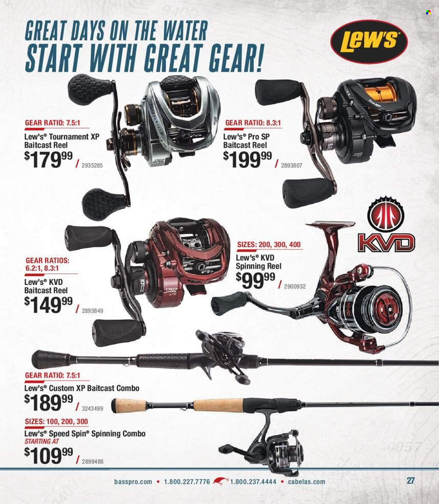 thumbnail - Bass Pro Shops Flyer - Sales products - baitcast combo, baitcast reel, reel, spinning reel. Page 27.