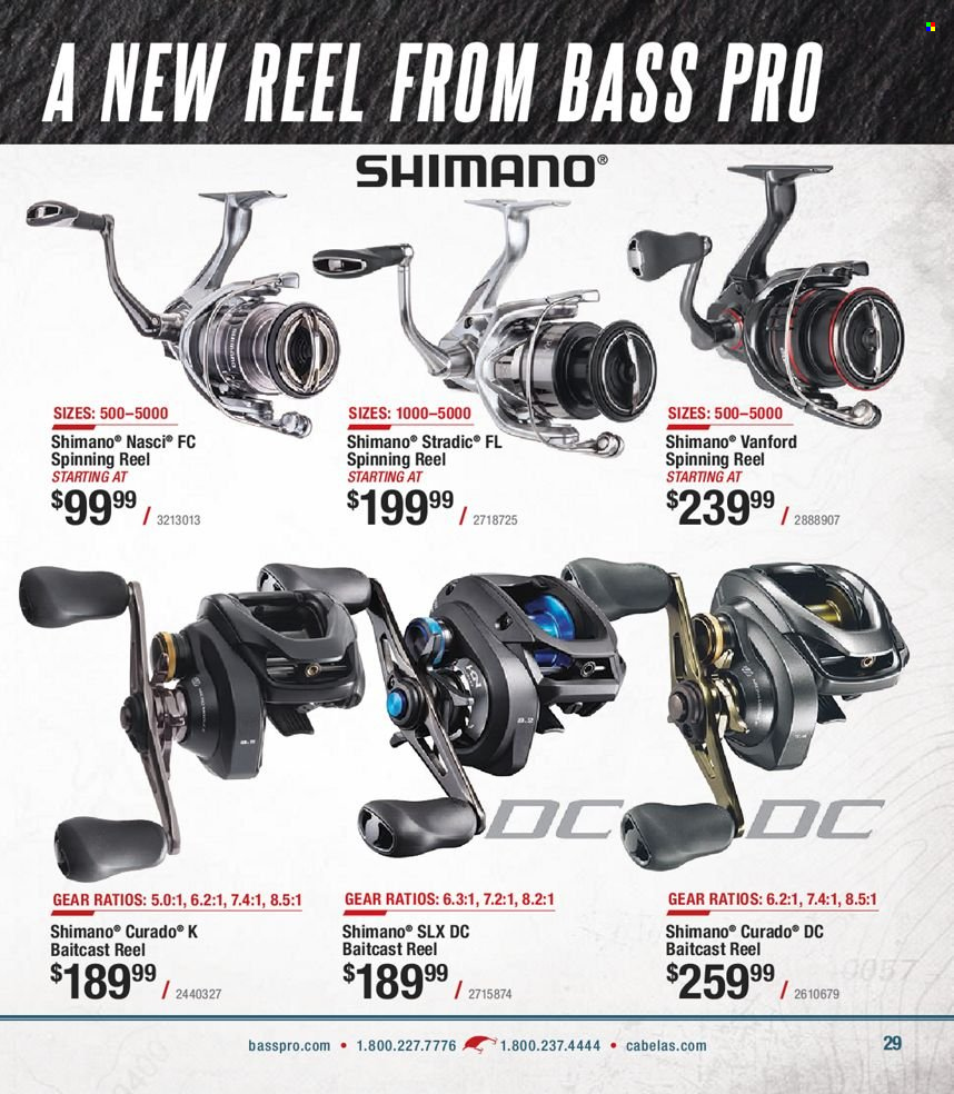thumbnail - Bass Pro Shops Flyer - Sales products - Shimano, baitcast reel, Bass Pro, reel, spinning reel, fishing rod. Page 29.