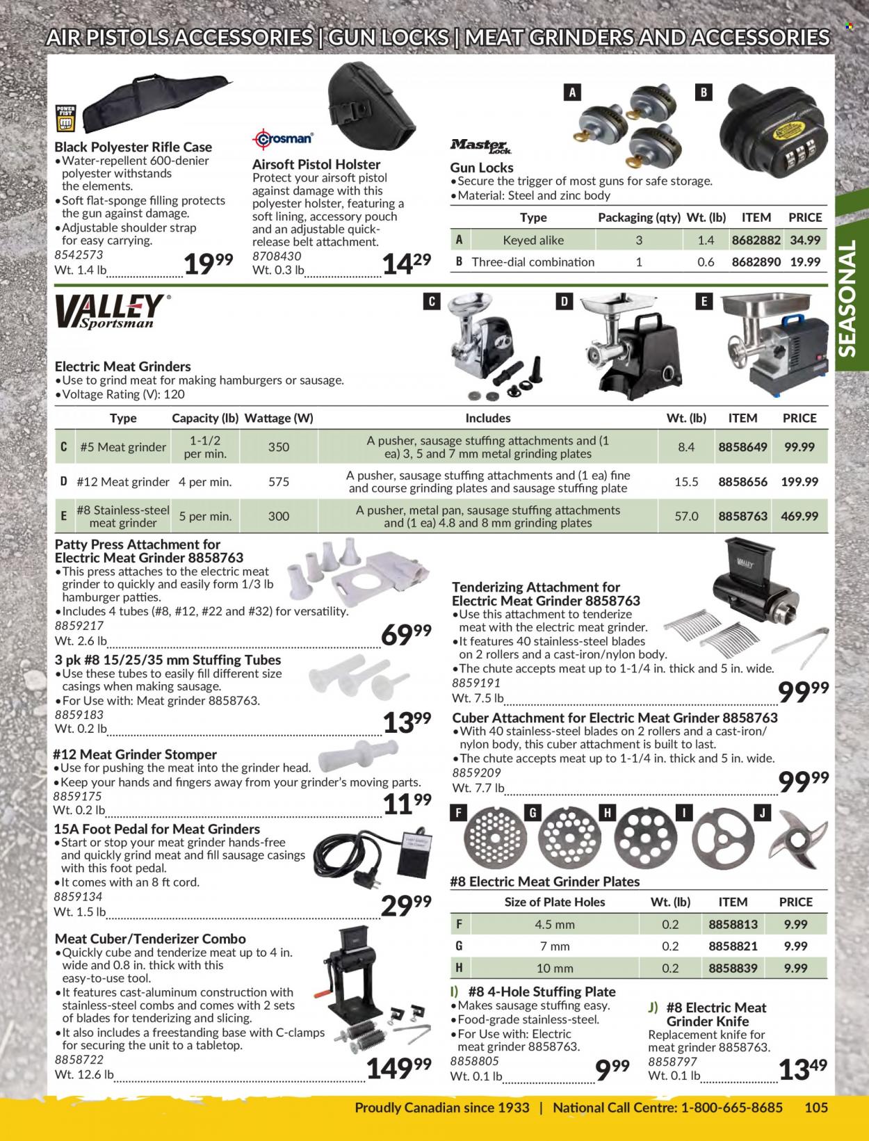 thumbnail - Princess Auto Flyer - Sales products - grinder, knife, strap. Page 109.