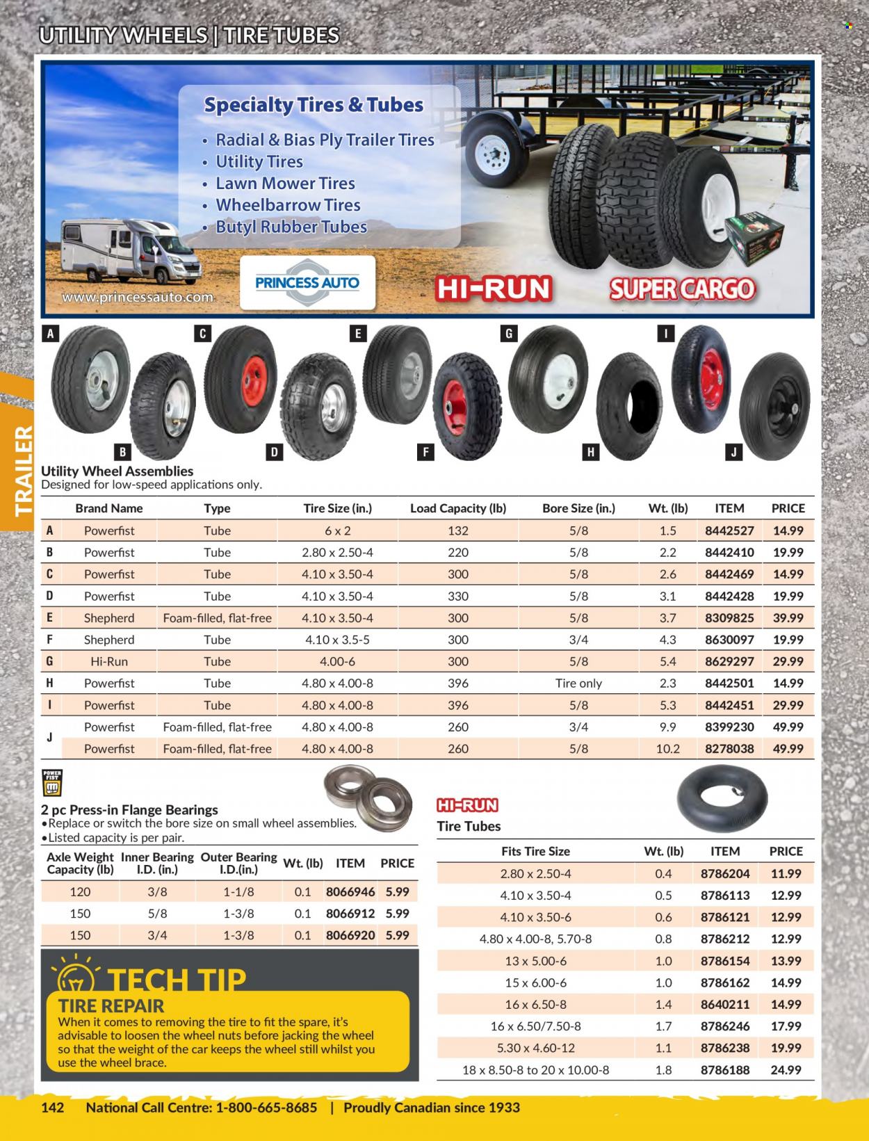 thumbnail - Princess Auto Flyer - Sales products - switch, lawn mower, wheelbarrow, trailer, tires. Page 146.