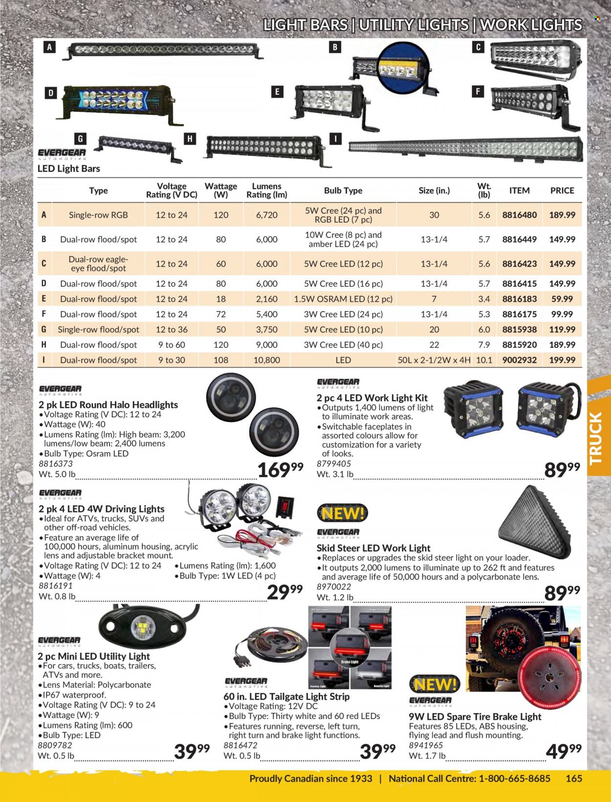 thumbnail - Princess Auto Flyer - Sales products - LED light, light strip, spotlight, work light, driving lights. Page 169.