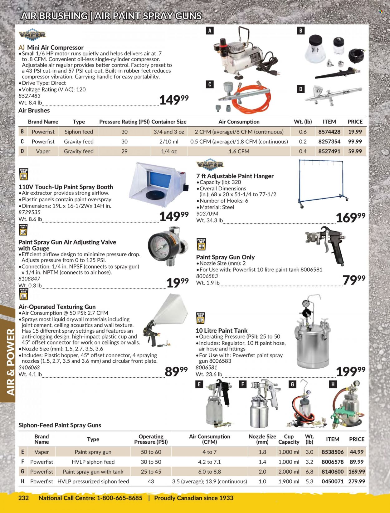 thumbnail - Princess Auto Flyer - Sales products - spray gun, paint, tank, air compressor, air hose, container. Page 236.