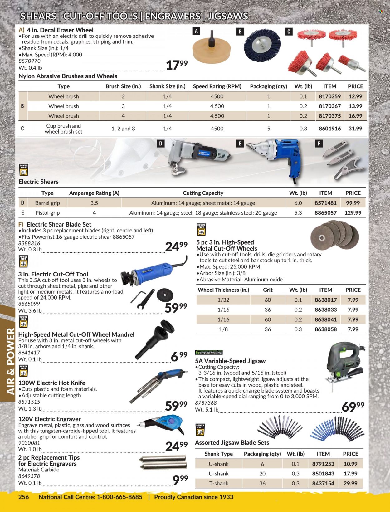 thumbnail - Princess Auto Flyer - Sales products - adhesive, brush set, saw, grinding wheel, knife. Page 260.