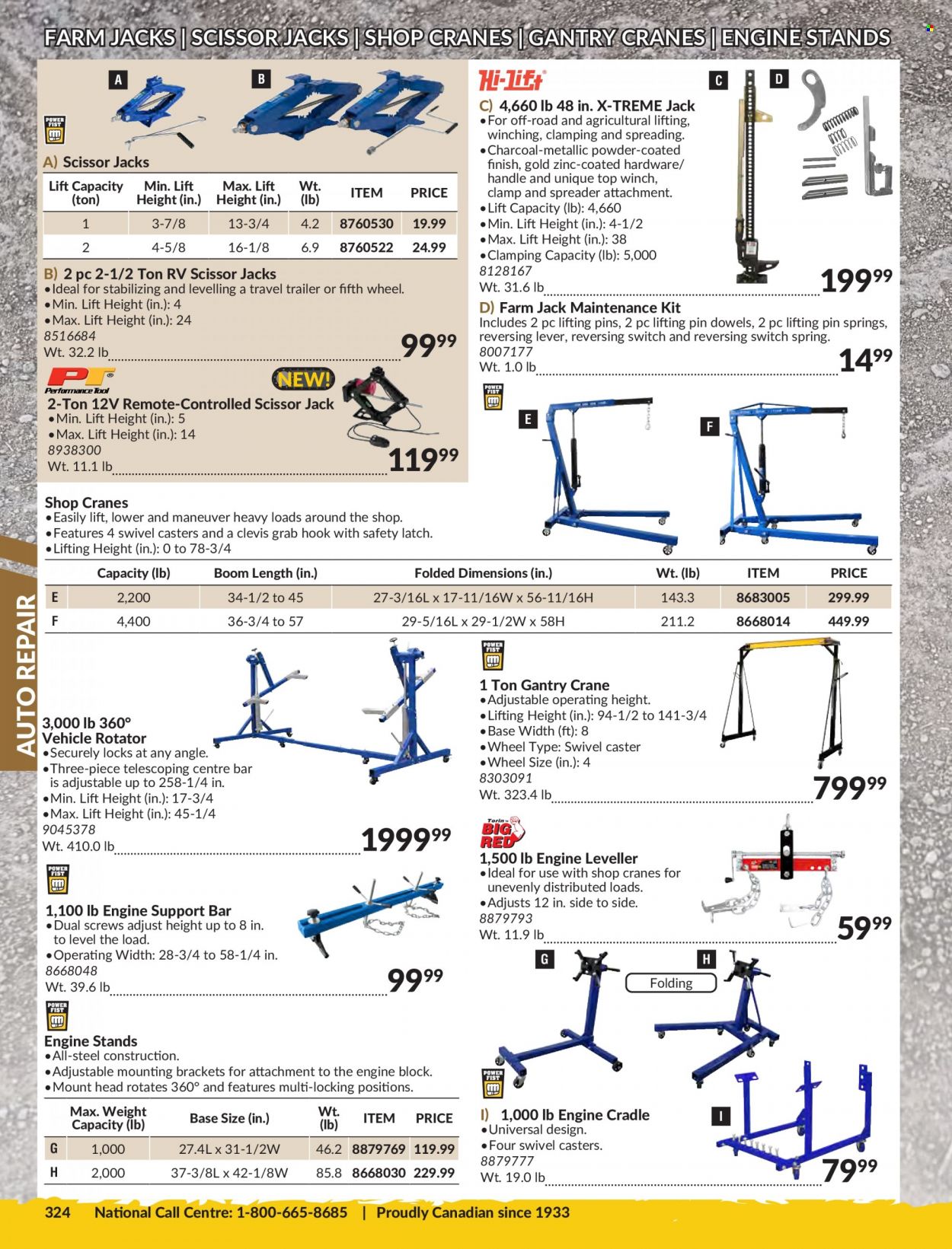 thumbnail - Princess Auto Flyer - Sales products - charcoal, tripod, spreader, scissors, vehicle, scissor jack. Page 328.