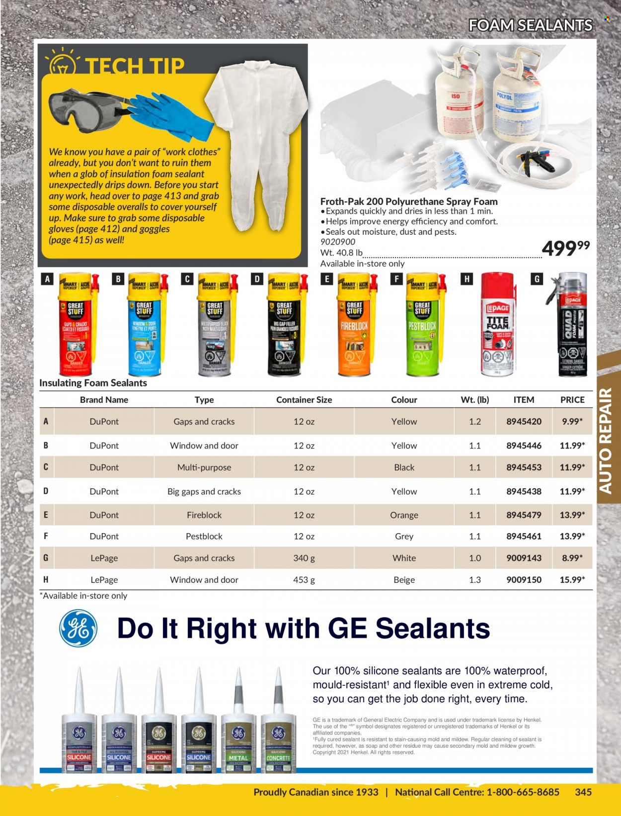 thumbnail - Princess Auto Flyer - Sales products - foam sealant, silicone sealants, gloves, container. Page 349.