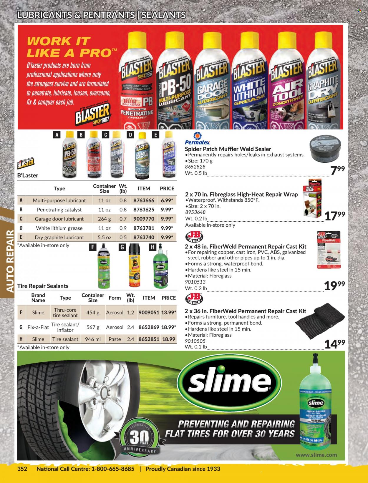 thumbnail - Princess Auto Flyer - Sales products - lubricant, container, Slime, B'laster. Page 356.