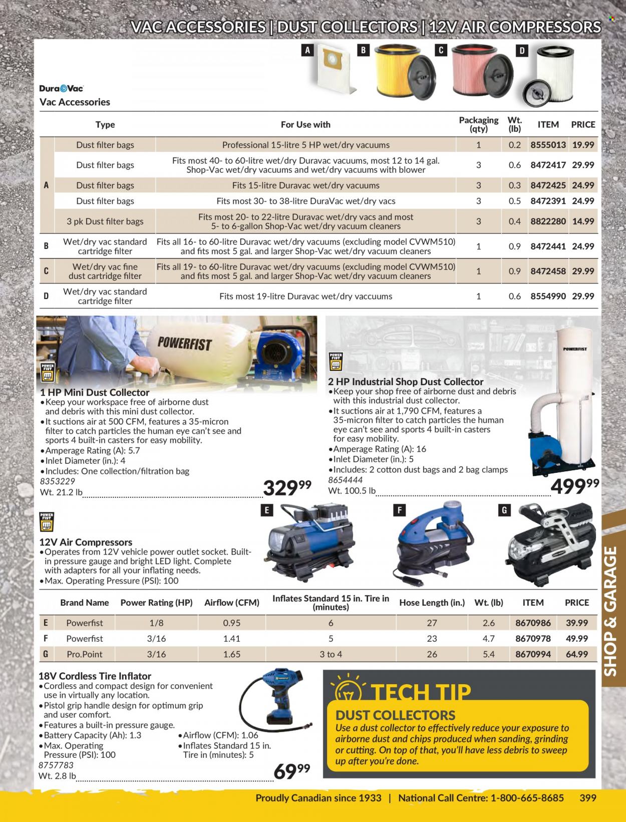 thumbnail - Princess Auto Flyer - Sales products - LED light, socket, blower, air compressor, vehicle, tire inflator. Page 403.