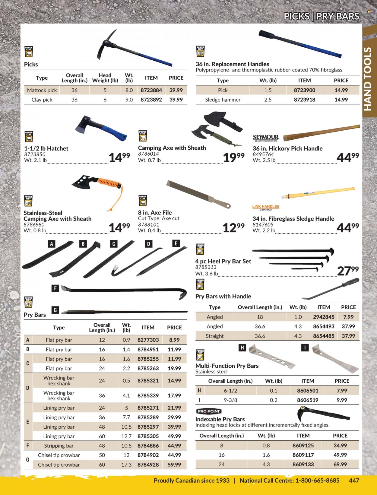 thumbnail - Princess Auto Flyer - Sales products - hammer, pry bar, crowbar, hand tools, Axe. Page 451.