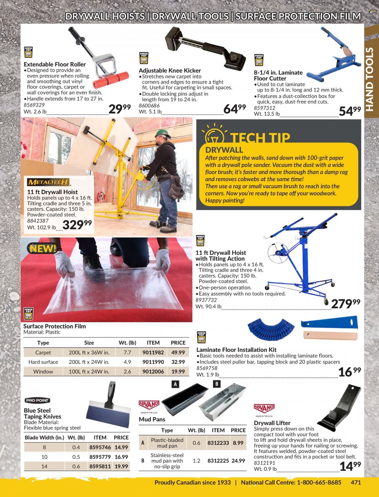 thumbnail - Princess Auto Flyer - Sales products - roller, laminate floor, cutter, hand tools, knife, belt, tool belt. Page 475.