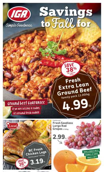 IGA Simple Goodness Flyer - September 23, 2022 - September 29, 2022.