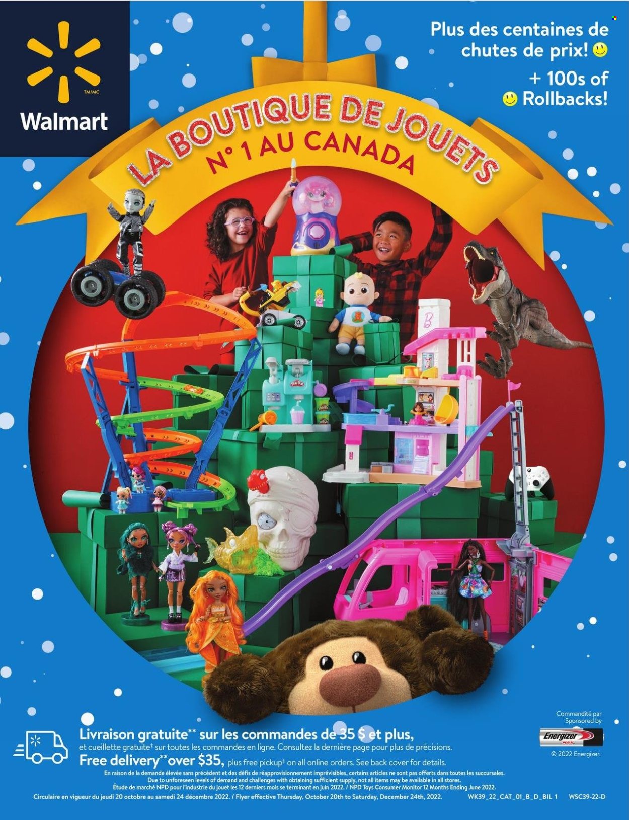 thumbnail - Walmart Flyer - October 20, 2022 - December 24, 2022 - Sales products - toys, Energizer, monitor. Page 1.