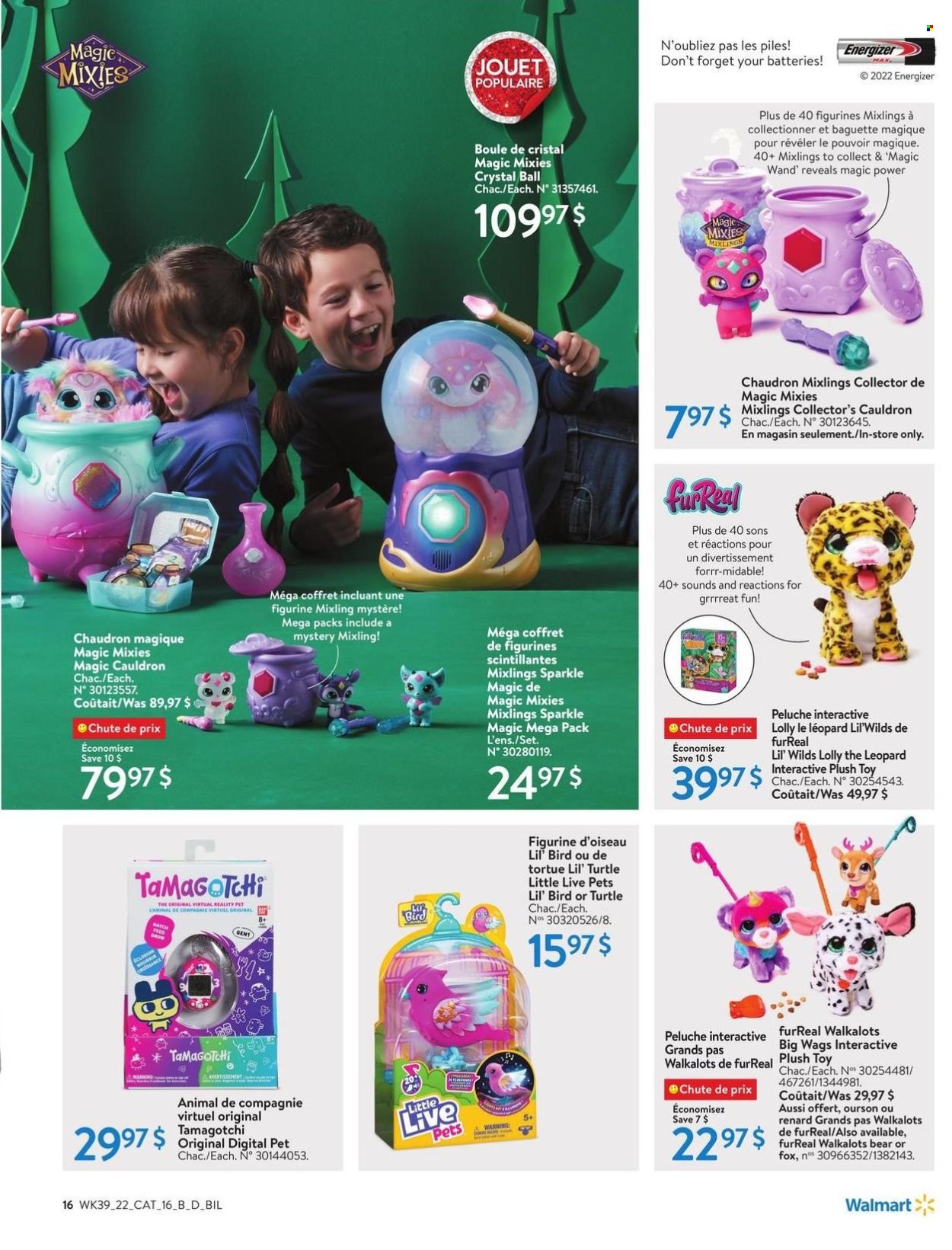 thumbnail - Walmart Flyer - October 20, 2022 - December 24, 2022 - Sales products - lollipop, digital pet, FurReal, toys, Little Live Pets, baguette, Energizer. Page 16.