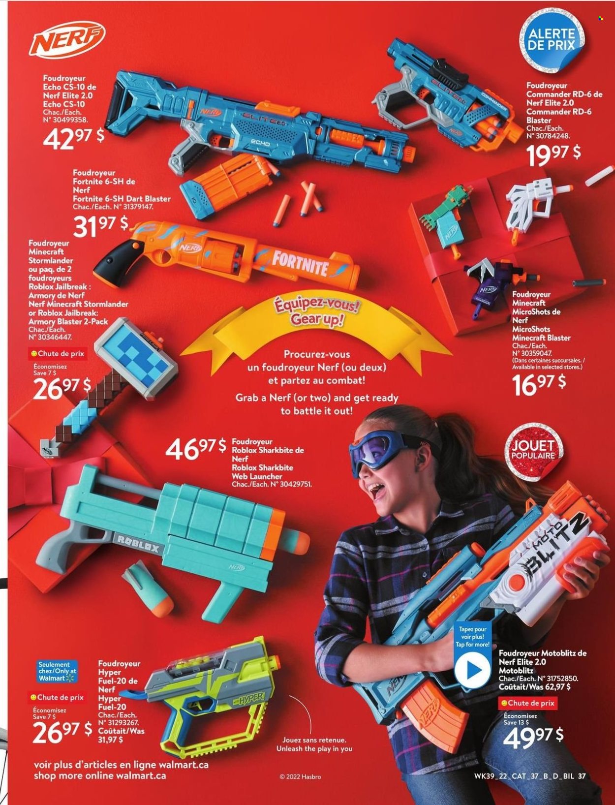 thumbnail - Walmart Flyer - October 20, 2022 - December 24, 2022 - Sales products - Minecraft, Hasbro, Nerf. Page 38.