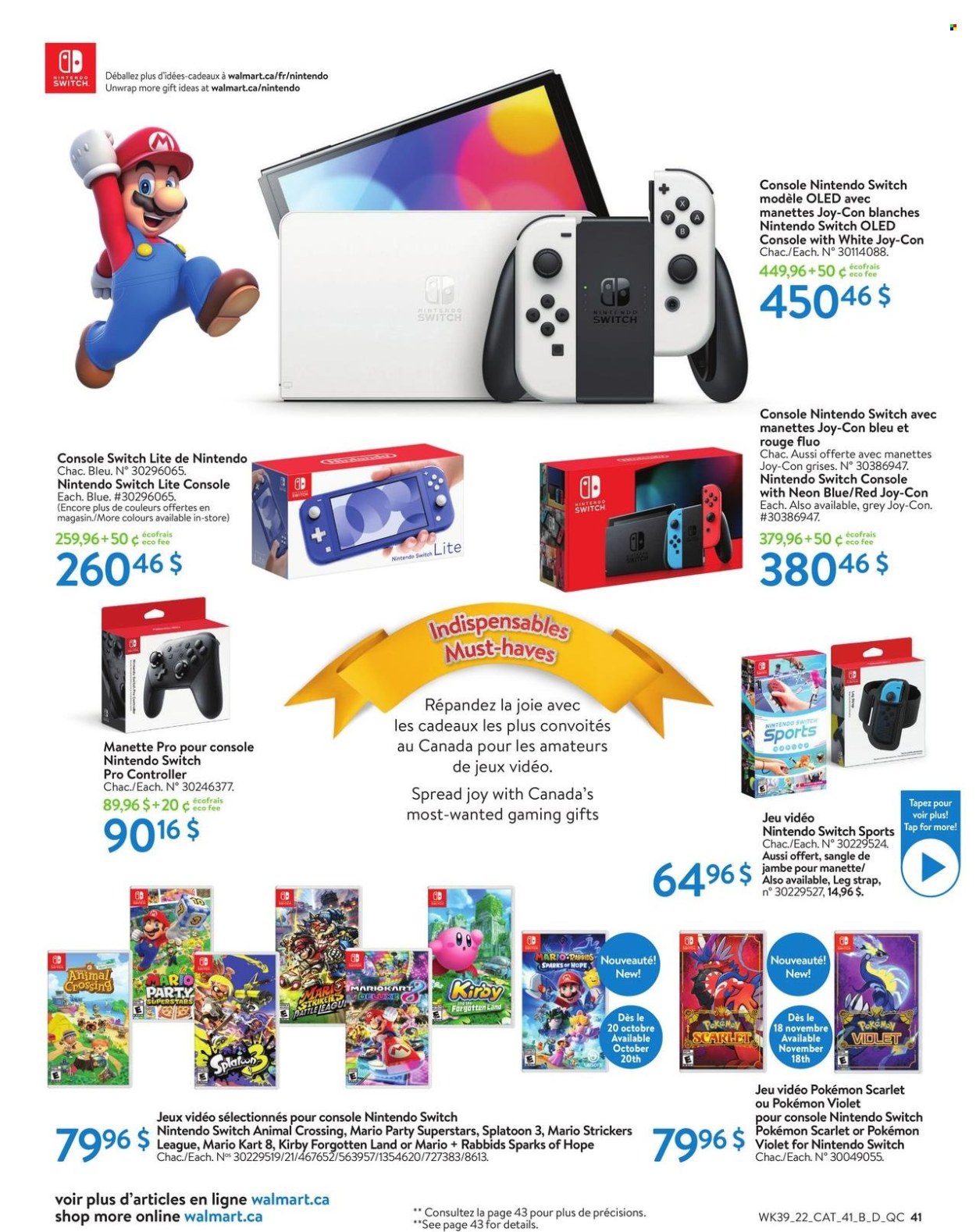 thumbnail - Circulaire Walmart - 20 Octobre 2022 - 24 Décembre 2022 - Produits soldés - Pokémon, Nintendo Switch, jeu. Page 44.