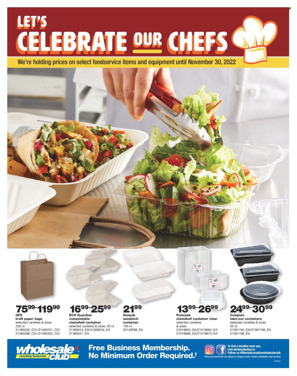 thumbnail - Wholesale Club Flyer - October 20, 2022 - November 30, 2022 - Sales products - sandwich, Kraft®, bag, container, paper. Page 1.