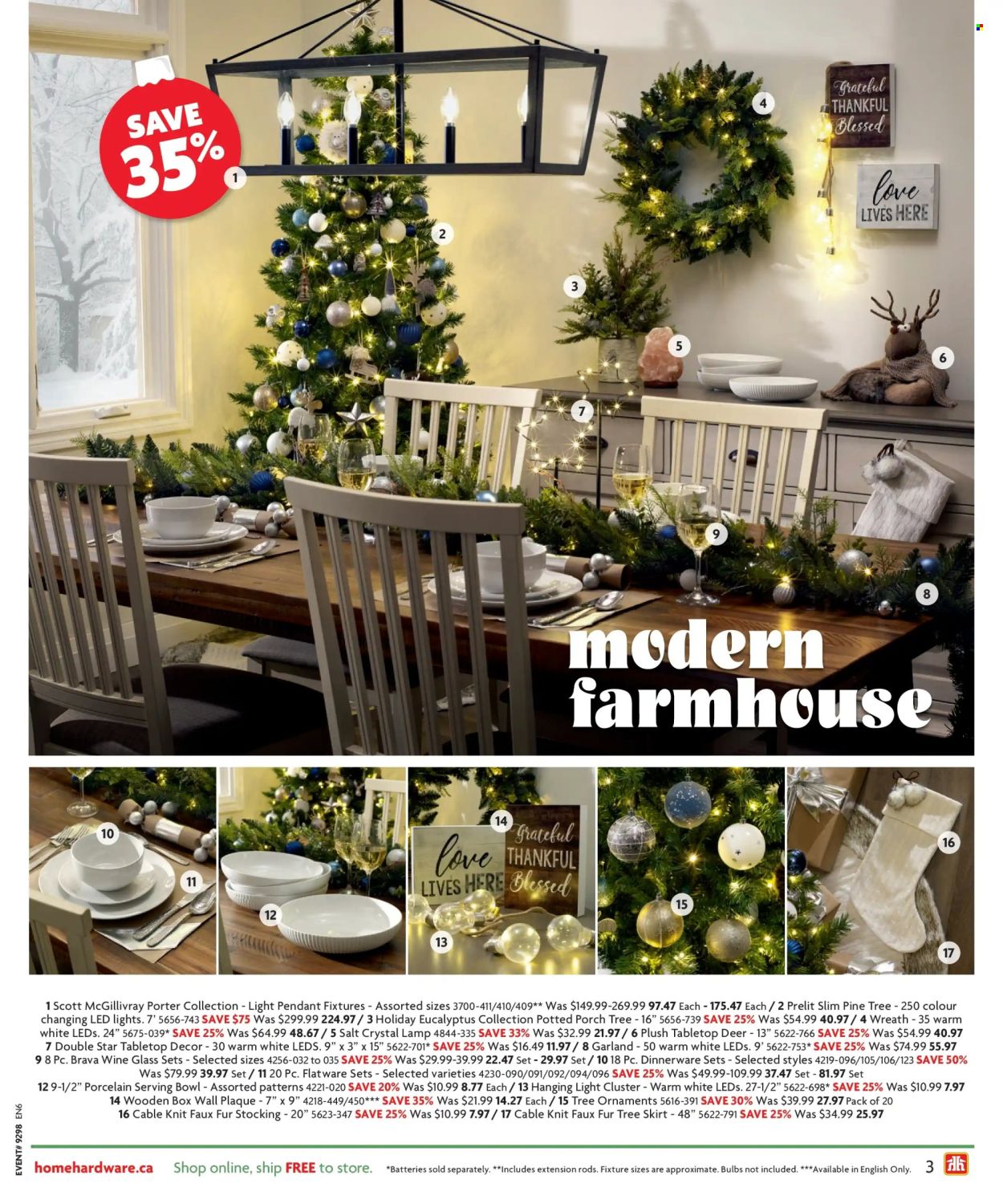 thumbnail - Home Hardware Flyer - October 20, 2022 - December 07, 2022 - Sales products - Scott, tree skirt, wreath, garland, lamp, LED light, pine tree. Page 3.