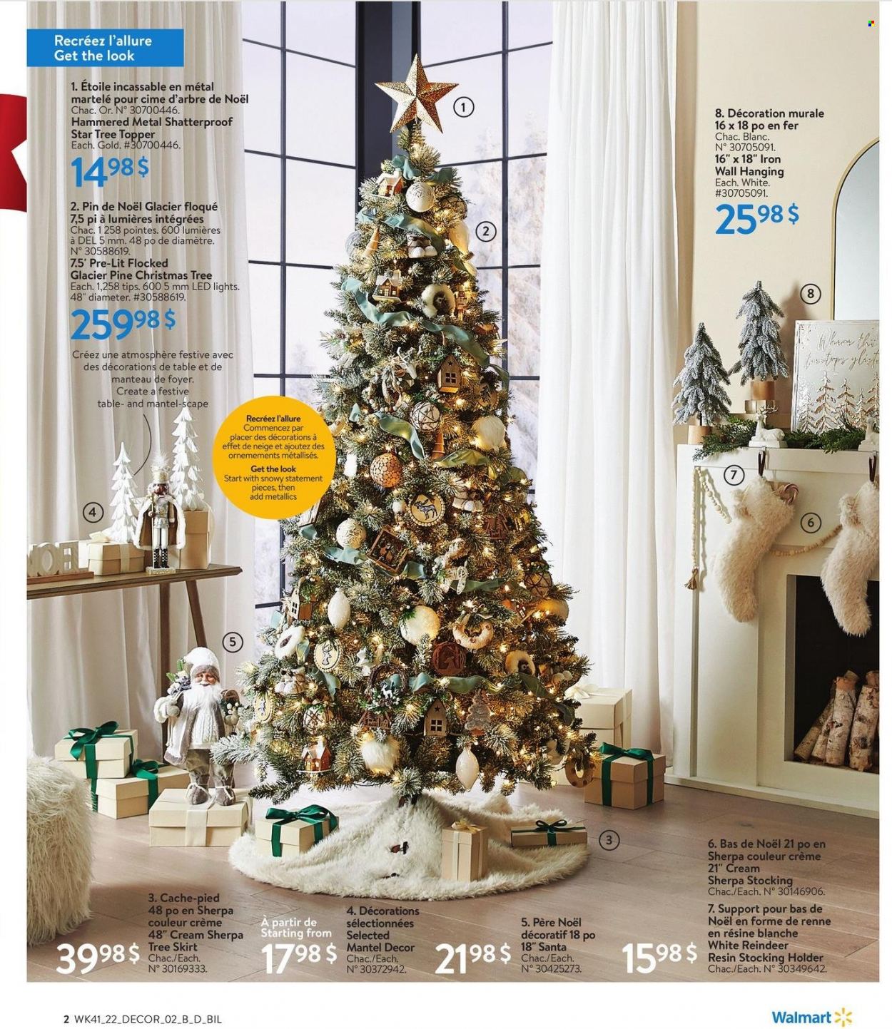 thumbnail - Walmart Flyer - November 03, 2022 - November 30, 2022 - Sales products - Santa, holder, pin, iron, table, festive table, reindeer, tree skirt, tree topper, christmas tree, skirt, sherpa, LED light. Page 2.
