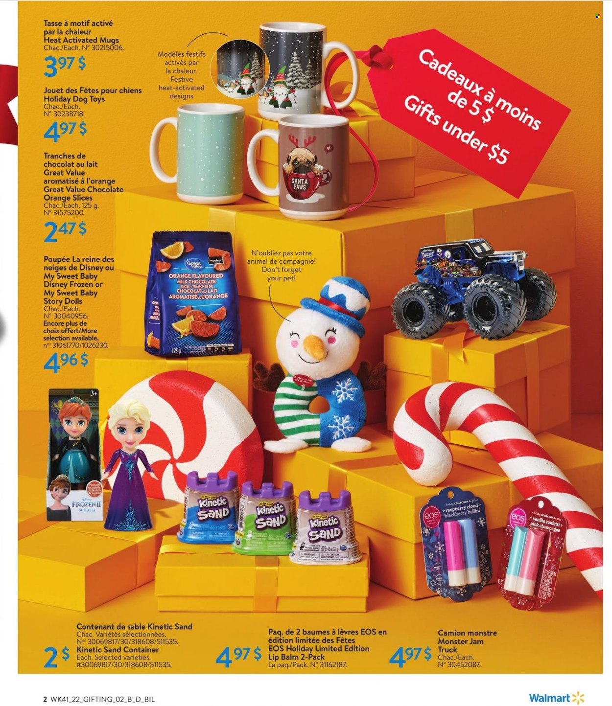 thumbnail - Walmart Flyer - November 03, 2022 - November 30, 2022 - Sales products - Disney, flavoured milk, milk chocolate, Santa, Monster, container, dog toy, Paws, doll, champagne. Page 2.