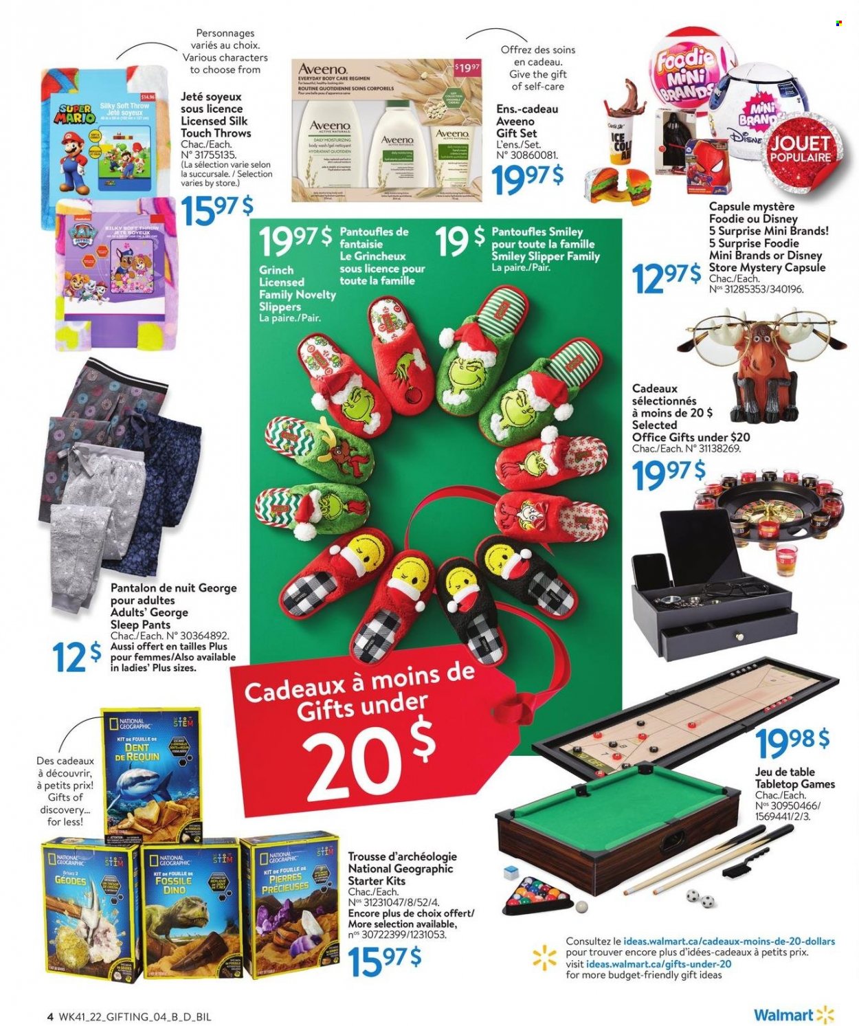 thumbnail - Circulaire Walmart - 03 Novembre 2022 - 30 Novembre 2022 - Produits soldés - Disney, trousse, pantalon, body, pantoufle. Page 4.