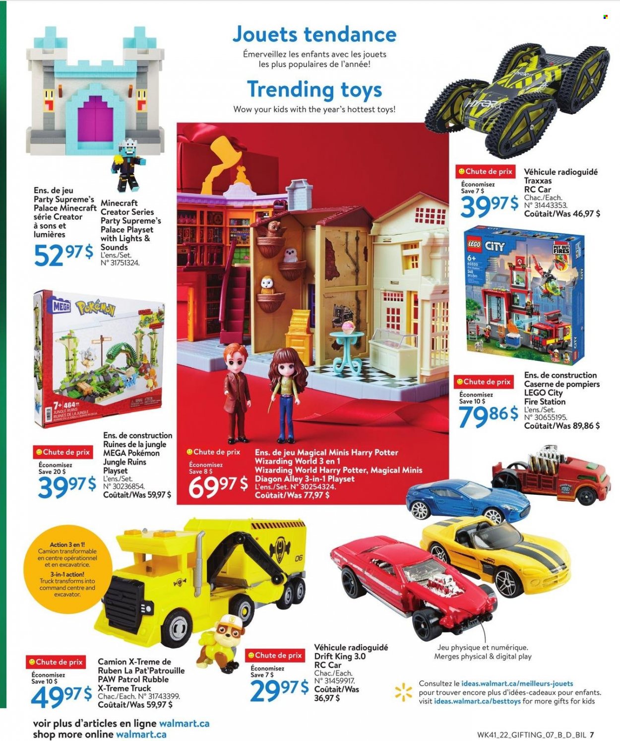 thumbnail - Walmart Flyer - November 03, 2022 - November 30, 2022 - Sales products - Paw Patrol, Harry Potter, Pokémon, Minecraft, LEGO, play set, toys, LEGO City. Page 7.