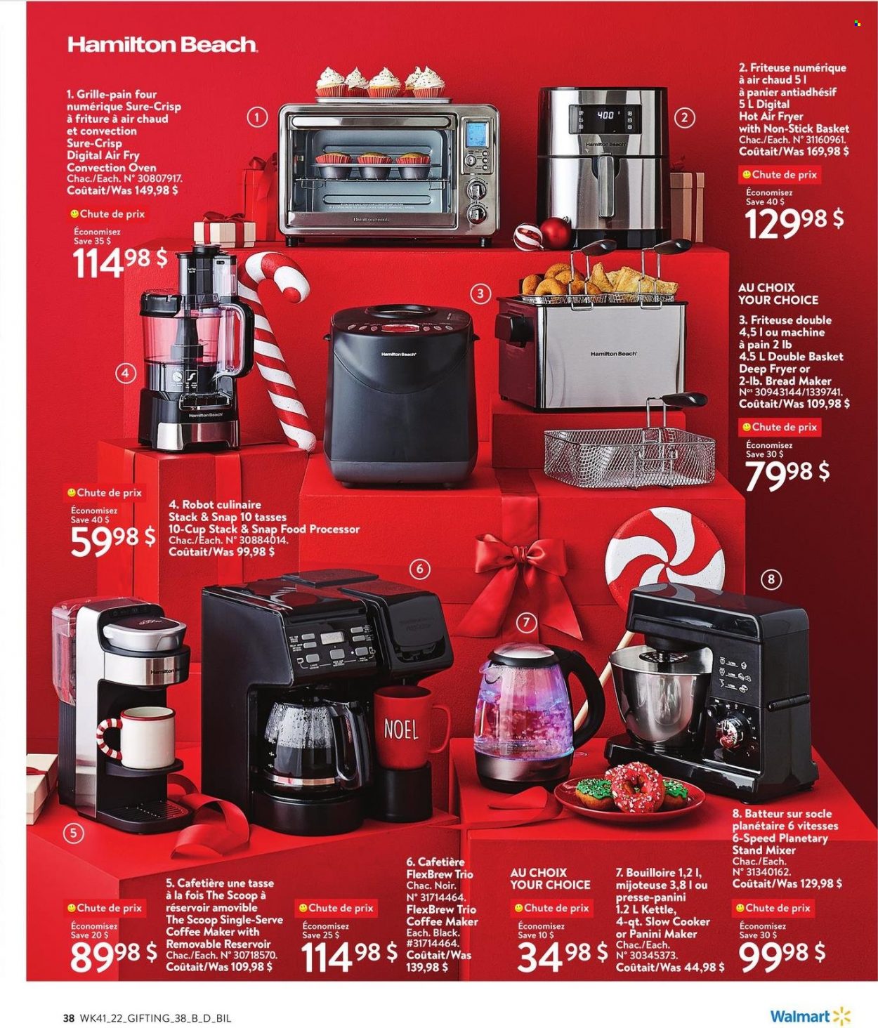 thumbnail - Walmart Flyer - November 03, 2022 - November 30, 2022 - Sales products - bread, panini, kettle, Sure, basket, cup, oven, convection oven, coffee machine, deep fryer, mixer, slow cooker, stand mixer, air fryer, food processor, bread maker, robot. Page 41.