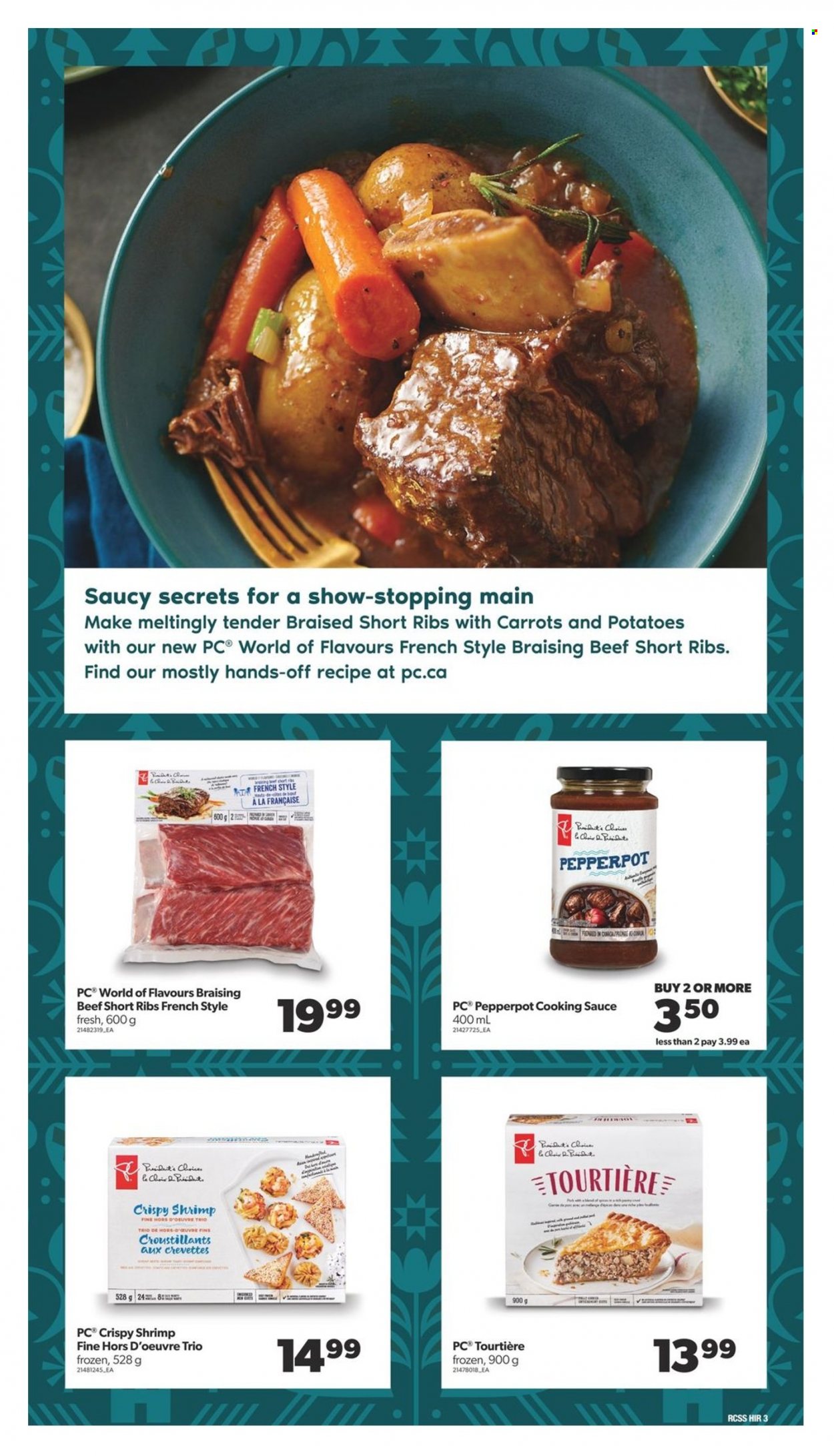 thumbnail - Real Canadian Superstore Flyer - November 03, 2022 - January 04, 2023 - Sales products - shrimps, sauce, Président, beef ribs. Page 3.