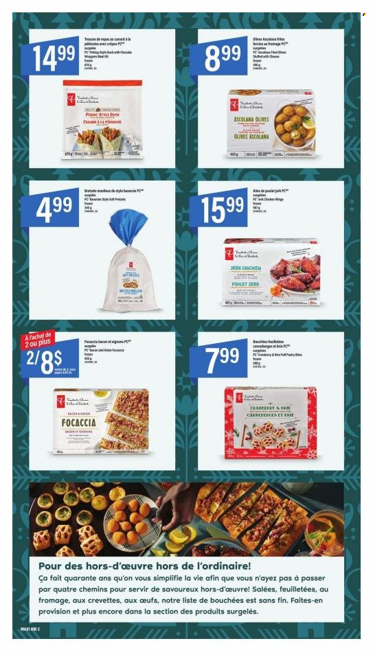 thumbnail - Maxi Flyer - November 03, 2022 - January 04, 2023 - Sales products - focaccia, chicken wings, olives. Page 2.