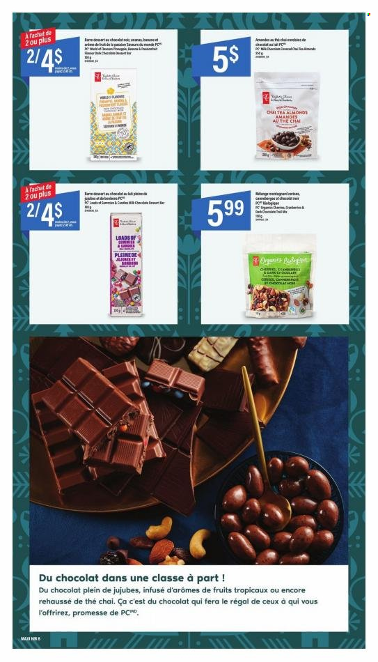 thumbnail - Maxi Flyer - November 03, 2022 - January 04, 2023 - Sales products - chocolate, dark chocolate, almonds, tea. Page 6.