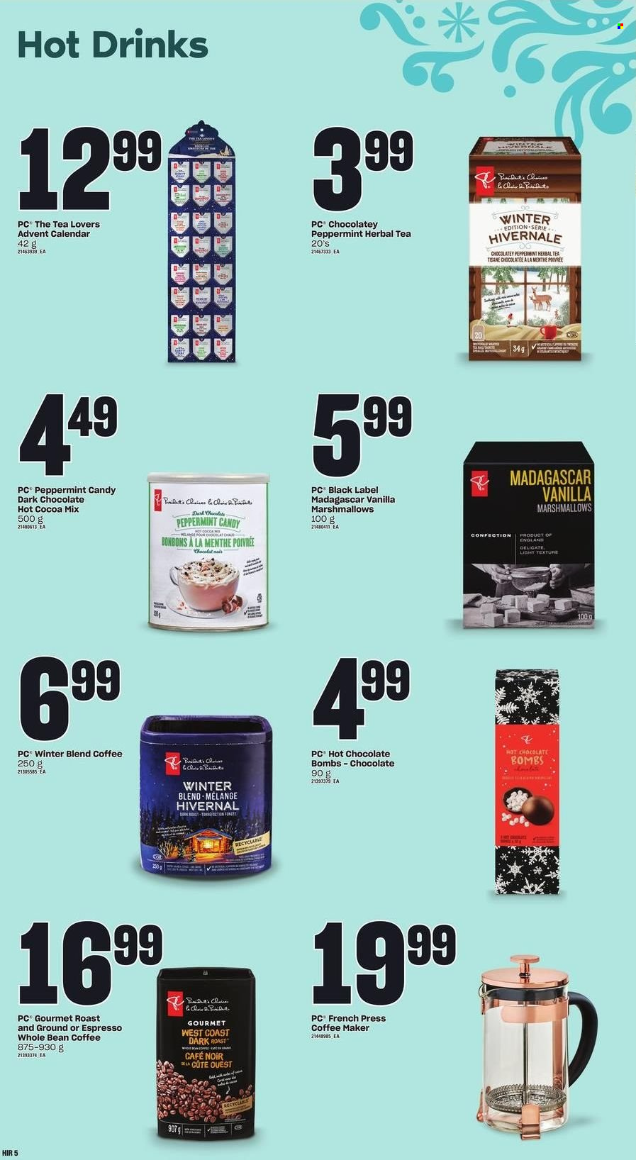 thumbnail - Dominion Flyer - November 03, 2022 - January 04, 2023 - Sales products - Président, advent calendar, marshmallows, dark chocolate, hot cocoa, hot chocolate, tea, herbal tea, calendar. Page 6.