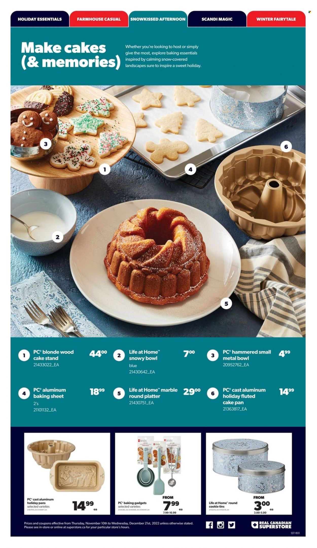 thumbnail - Real Canadian Superstore Flyer - November 10, 2022 - December 21, 2022 - Sales products - Sure, cake stand, pan, cake pan, bowl. Page 8.