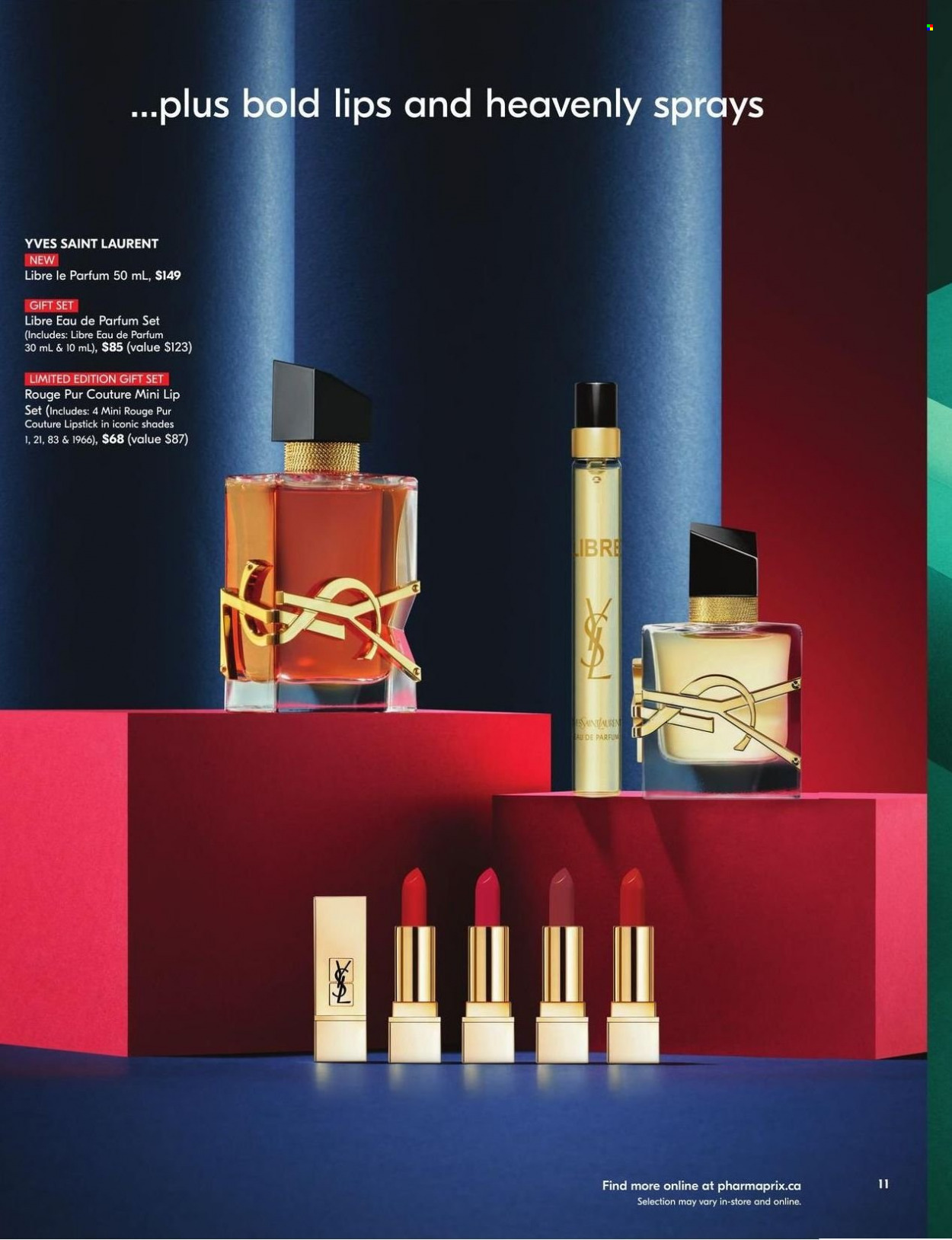 thumbnail - Pharmaprix Flyer - November 12, 2022 - December 02, 2022 - Sales products - gift set, eau de parfum, Yves Saint Laurent, lipstick, shades. Page 11.