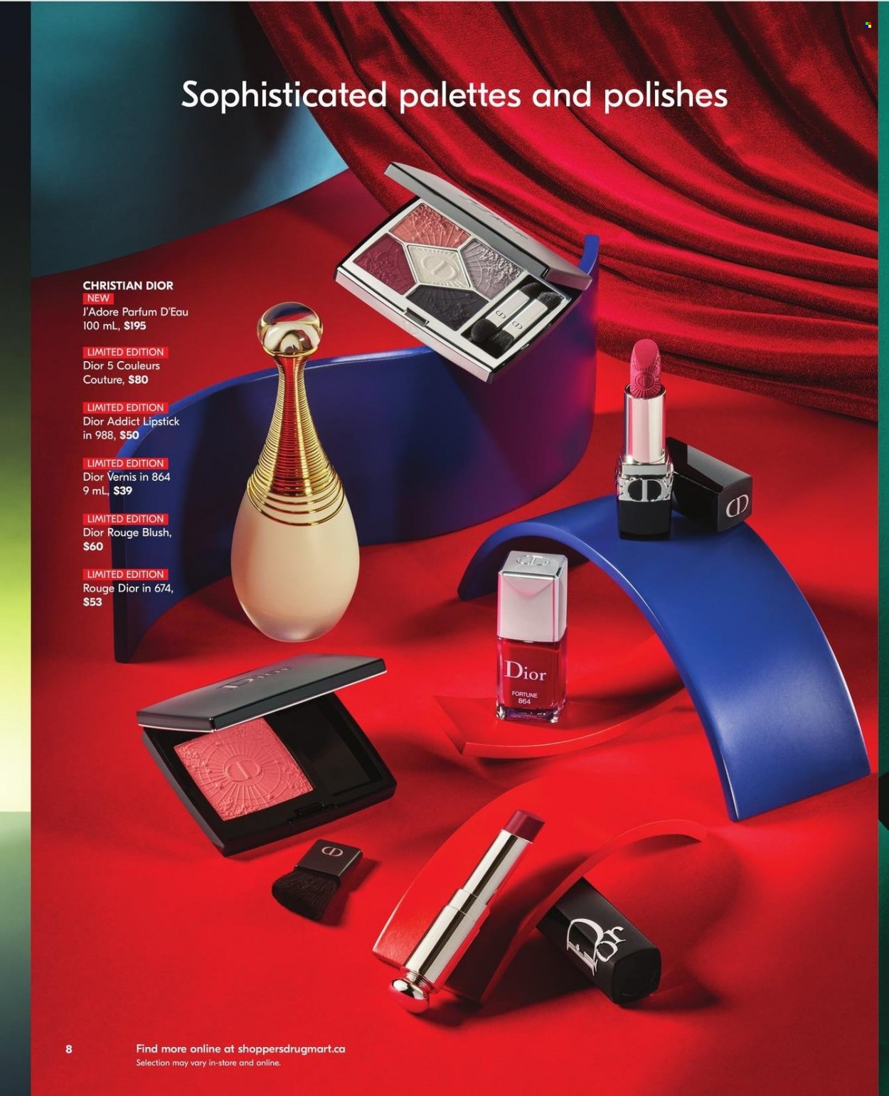 thumbnail - Shoppers Drug Mart Flyer - November 12, 2022 - December 02, 2022 - Sales products - Dior, eau de parfum, lipstick. Page 8.