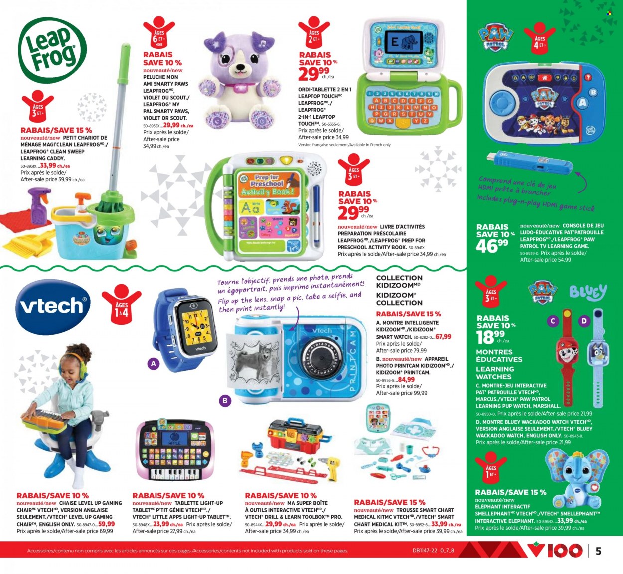 thumbnail - Canadian Tire Flyer - November 17, 2022 - December 07, 2022 - Sales products - book, Paws, TV, Marshall, LeapFrog, Vtech, Paw Patrol. Page 5.