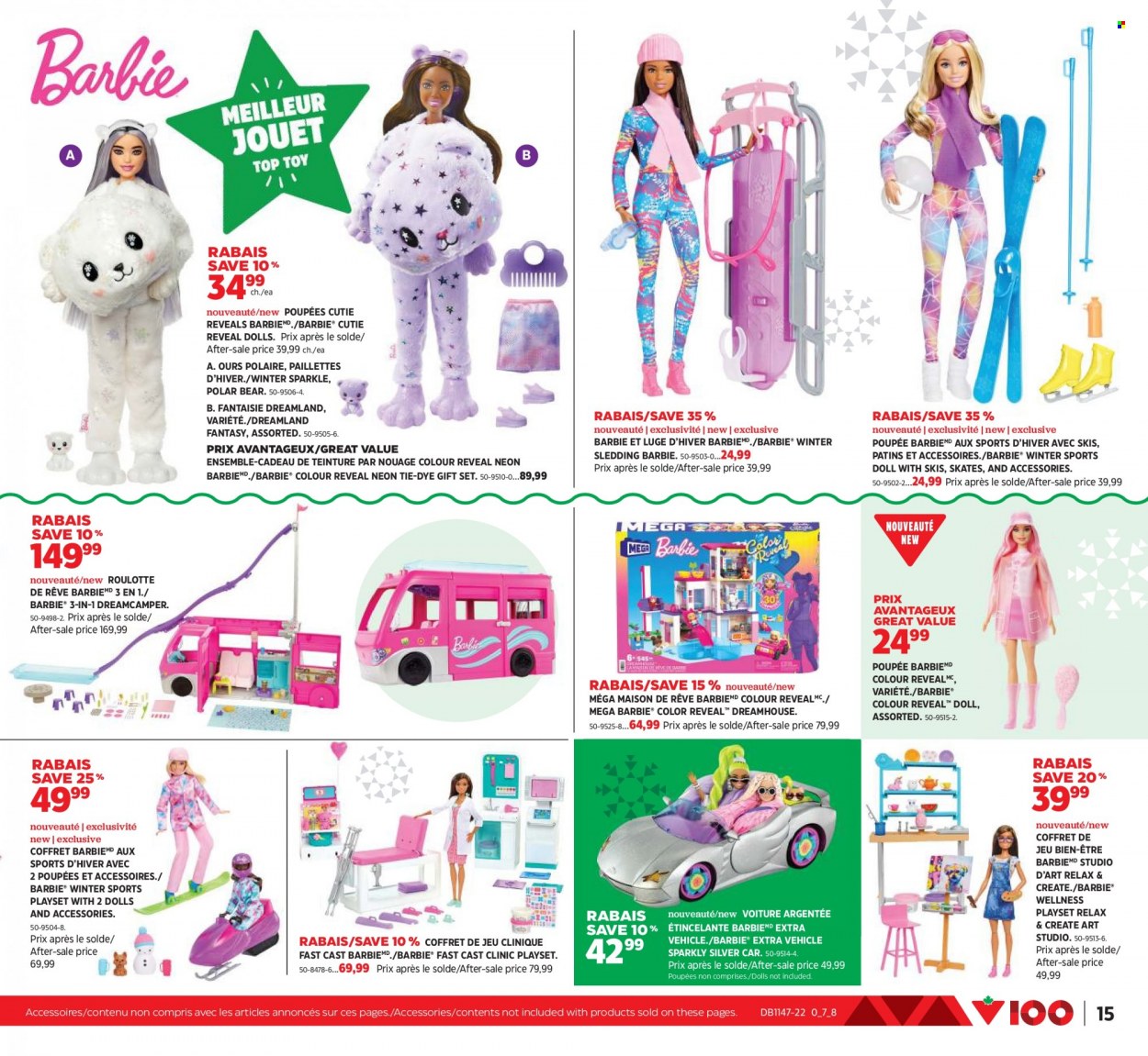 thumbnail - Canadian Tire Flyer - November 17, 2022 - December 07, 2022 - Sales products - Clinique, Barbie, skates, doll, play set, vehicle, gift set. Page 15.