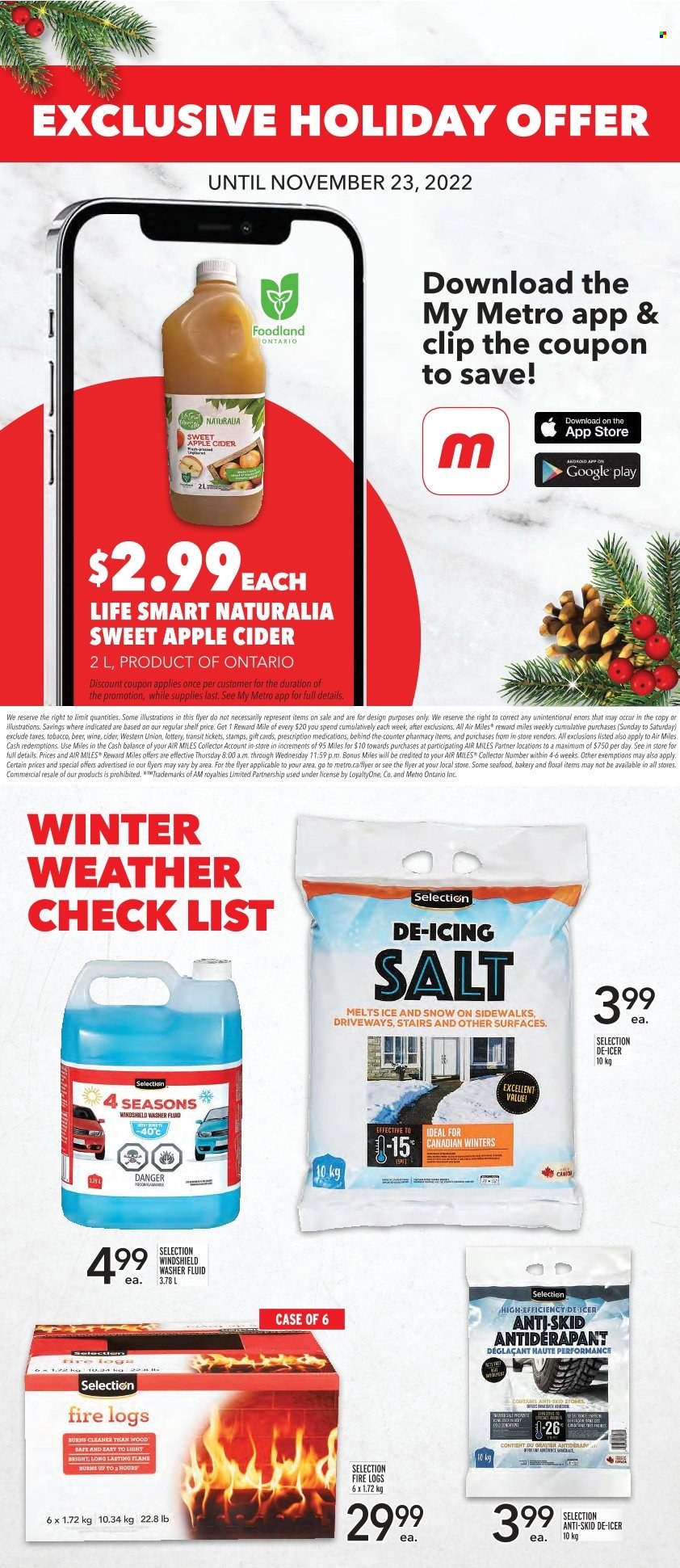 thumbnail - Metro Flyer - November 17, 2022 - December 14, 2022 - Sales products - seafood, salt, wine, apple cider, cider, beer, cleaner. Page 10.