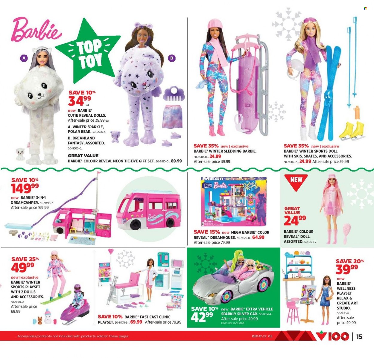 thumbnail - Canadian Tire Flyer - November 18, 2022 - December 08, 2022 - Sales products - Barbie, skates, doll, play set, vehicle, gift set. Page 15.