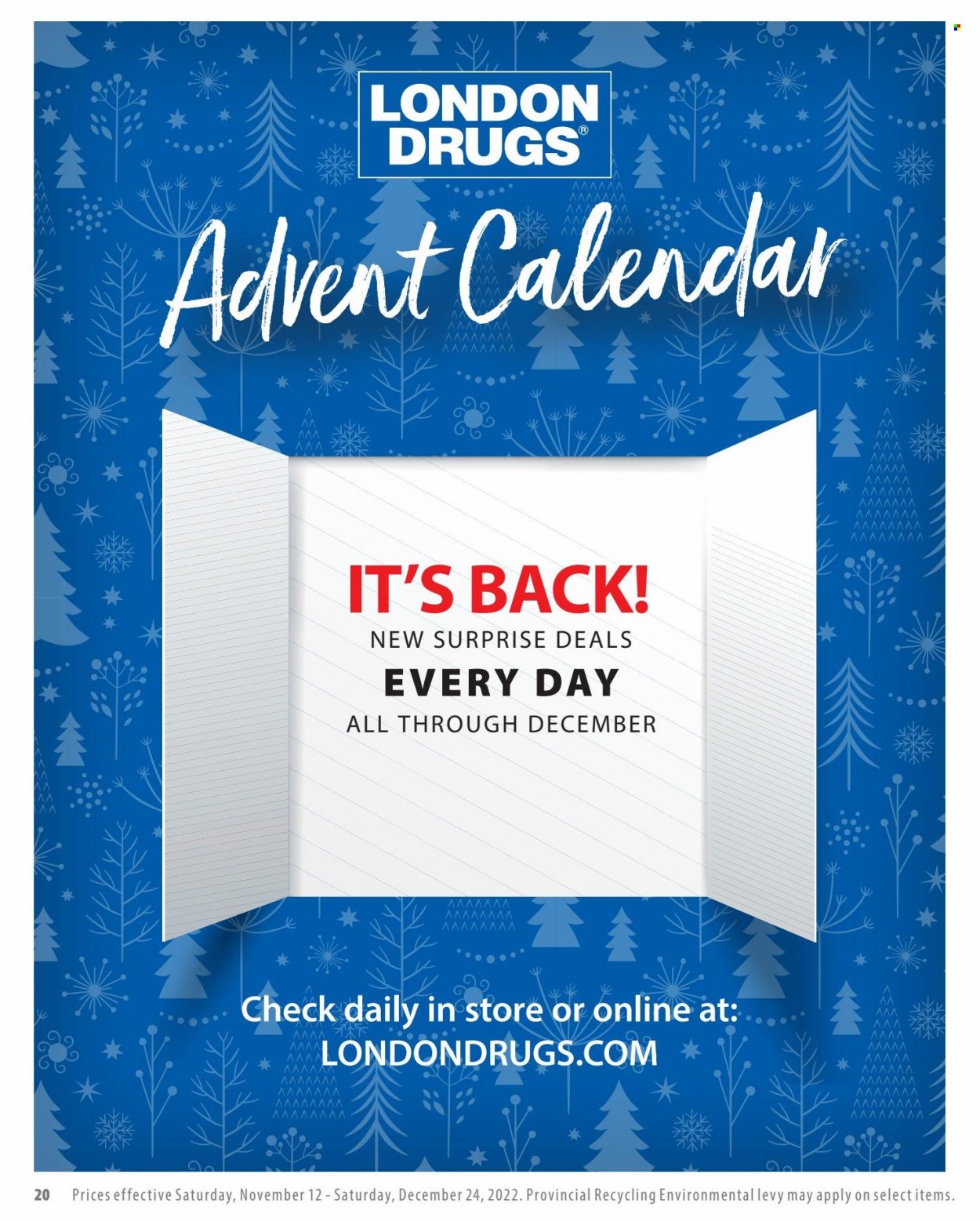 thumbnail - London Drugs Flyer - November 12, 2022 - December 24, 2022 - Sales products - advent calendar, calendar. Page 20.