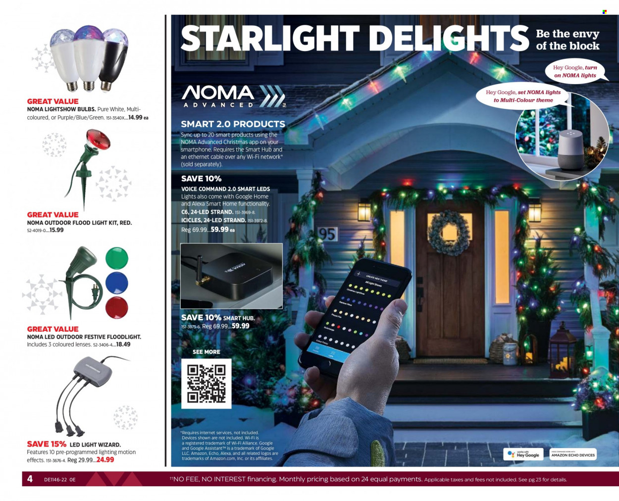 Canadian Tire Flyer - November 11, 2022 - December 01, 2022 - Sales products - bulb, Amazon Echo, LED light, floodlight, lighting, lenses. Page 4.
