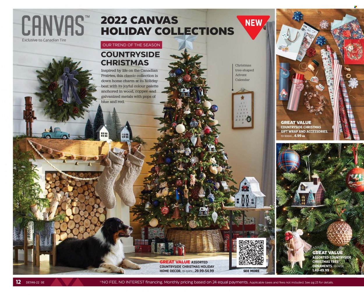 thumbnail - Canadian Tire Flyer - November 11, 2022 - December 01, 2022 - Sales products - calendar, gift wrap, canvas, advent calendar, christmas tree. Page 12.