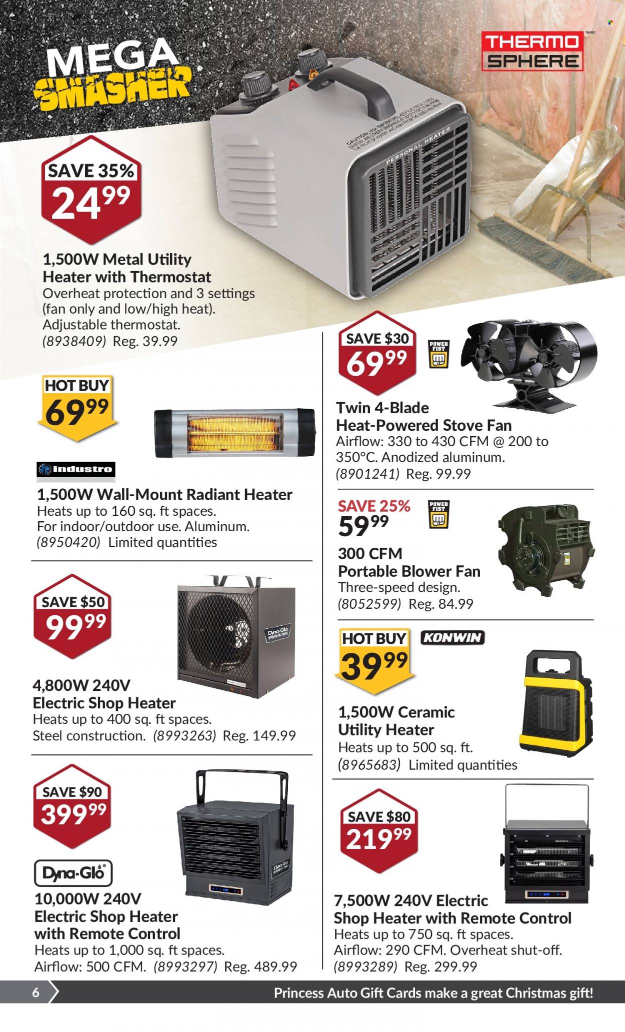 thumbnail - Princess Auto Flyer - November 22, 2022 - December 04, 2022 - Sales products - heater, stove, blower. Page 11.