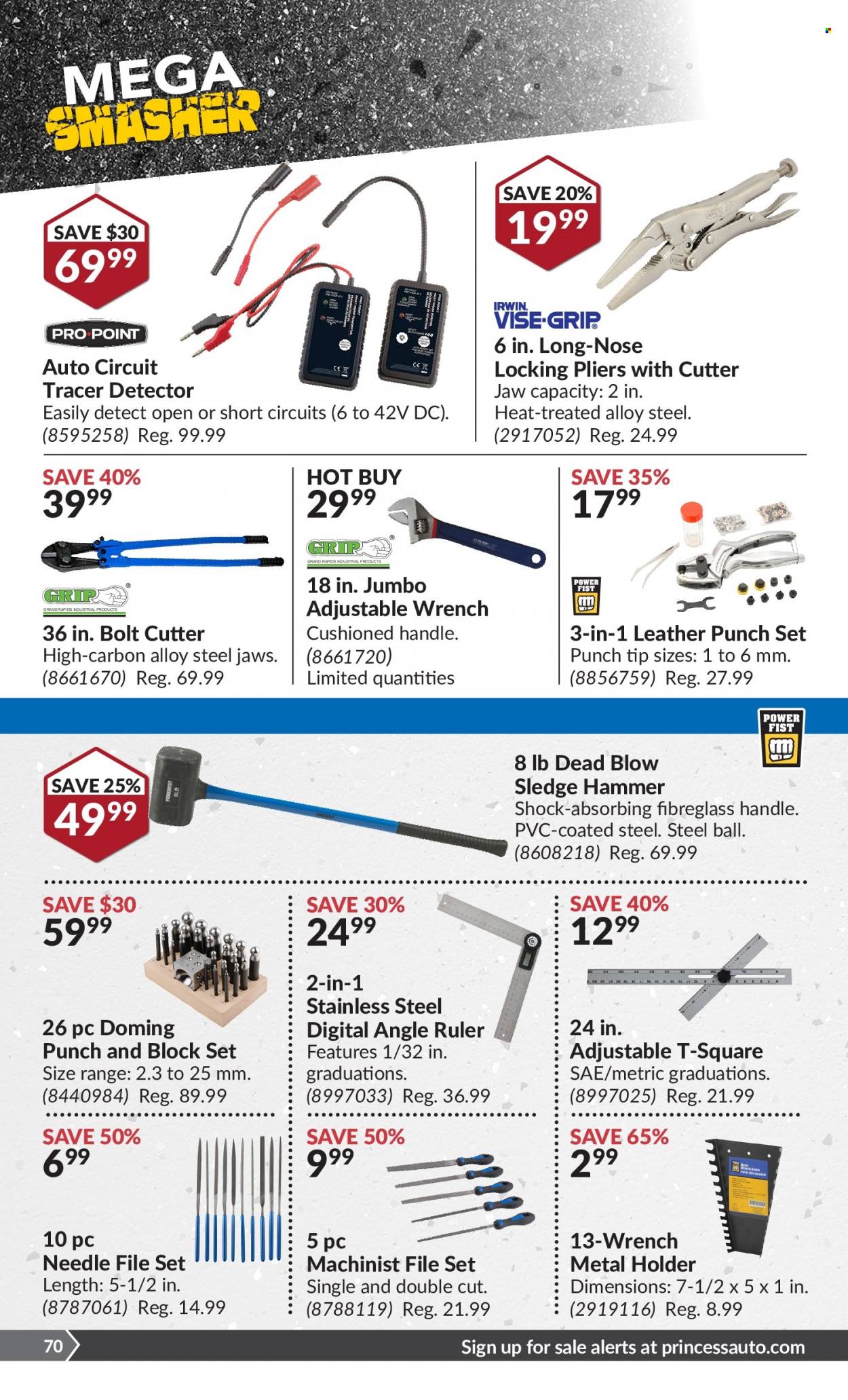 thumbnail - Princess Auto Flyer - November 22, 2022 - December 04, 2022 - Sales products - holder, hammer, wrench, pliers, cutter, bolt cutter. Page 75.