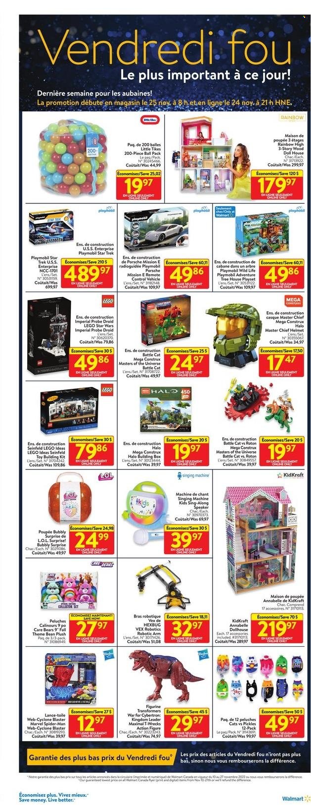 thumbnail - Circulaire Walmart - 24 Novembre 2022 - 27 Novembre 2022 - Produits soldés - casque, figurine, ballon, maison, peluche, maison de poupée, L.O.L. Surprise, Playmobil, Lego, Lego Star Wars. Page 9.